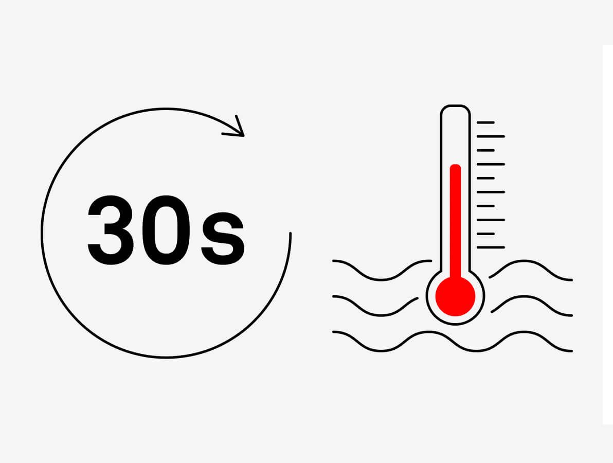 Tegnet bilde av et termometer med teksten: 