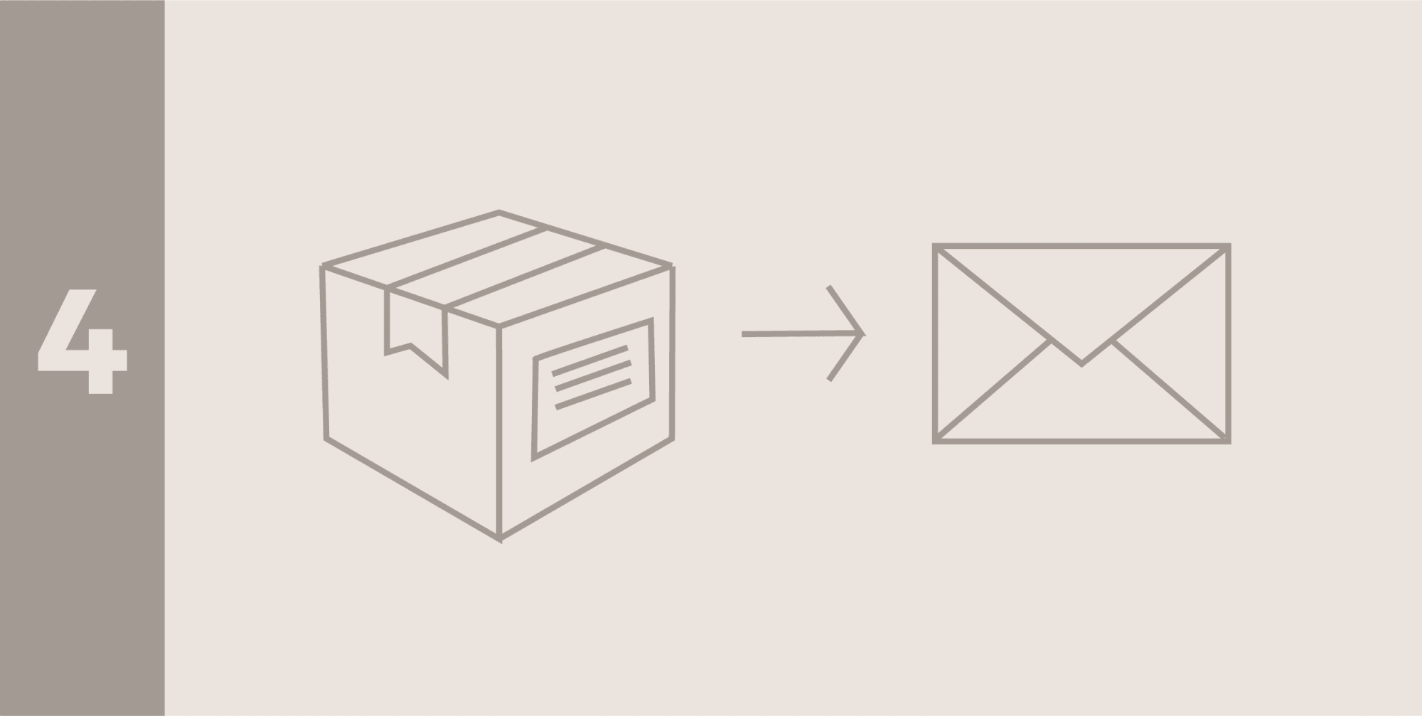 Illustration av en sluten kartong och ett brev.